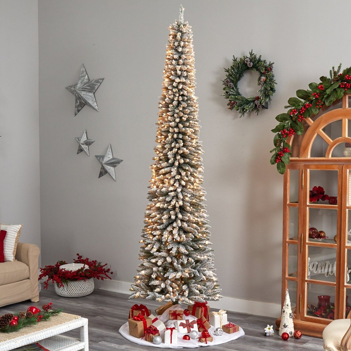 Shop For 10’ Flocked Pencil Artificial Christmas Tree
