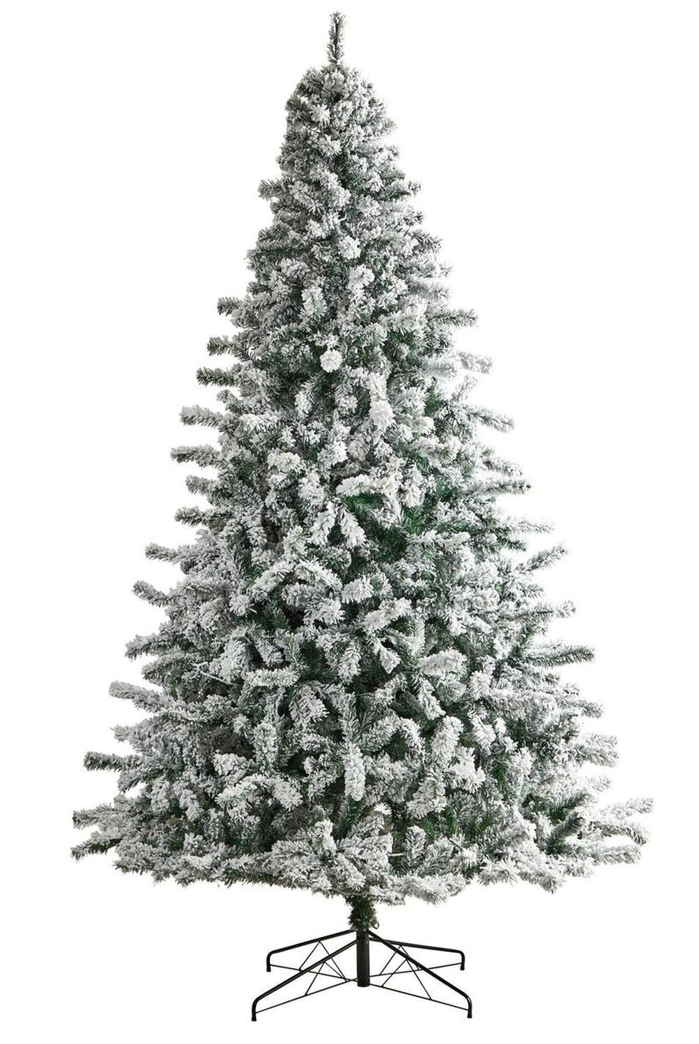 10' Flocked Rock Springs Spruce Christmas Tree with 800 LED Lights and 1880 Bendable Branches