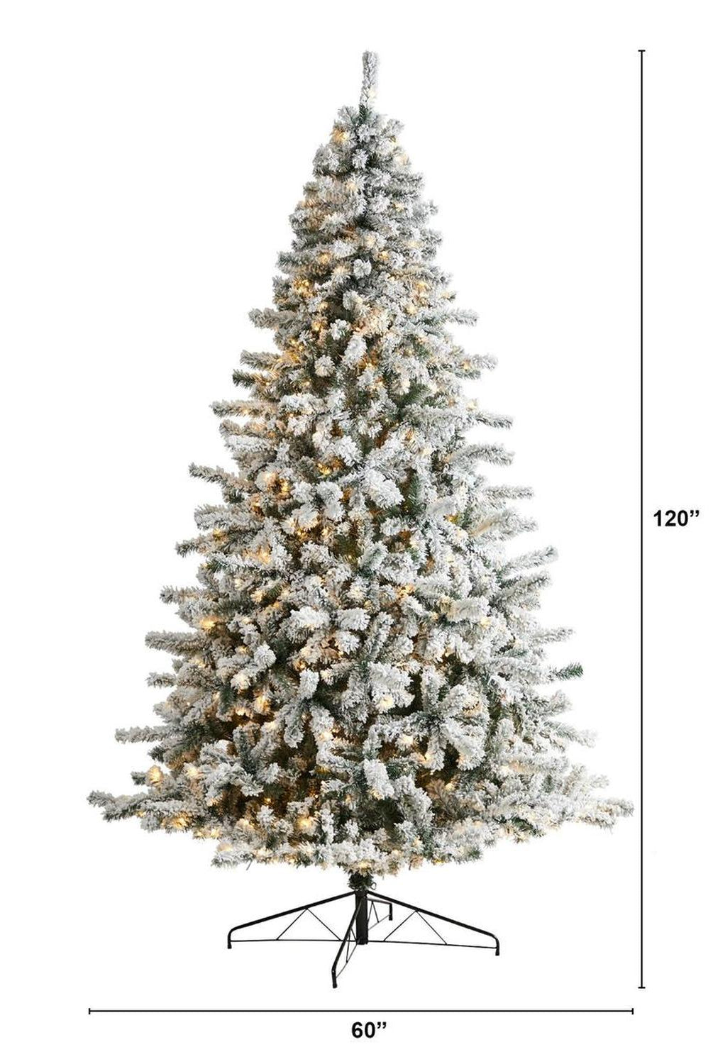 10' Flocked Rock Springs Spruce Christmas Tree with 800 LED Lights and 1880 Bendable Branches