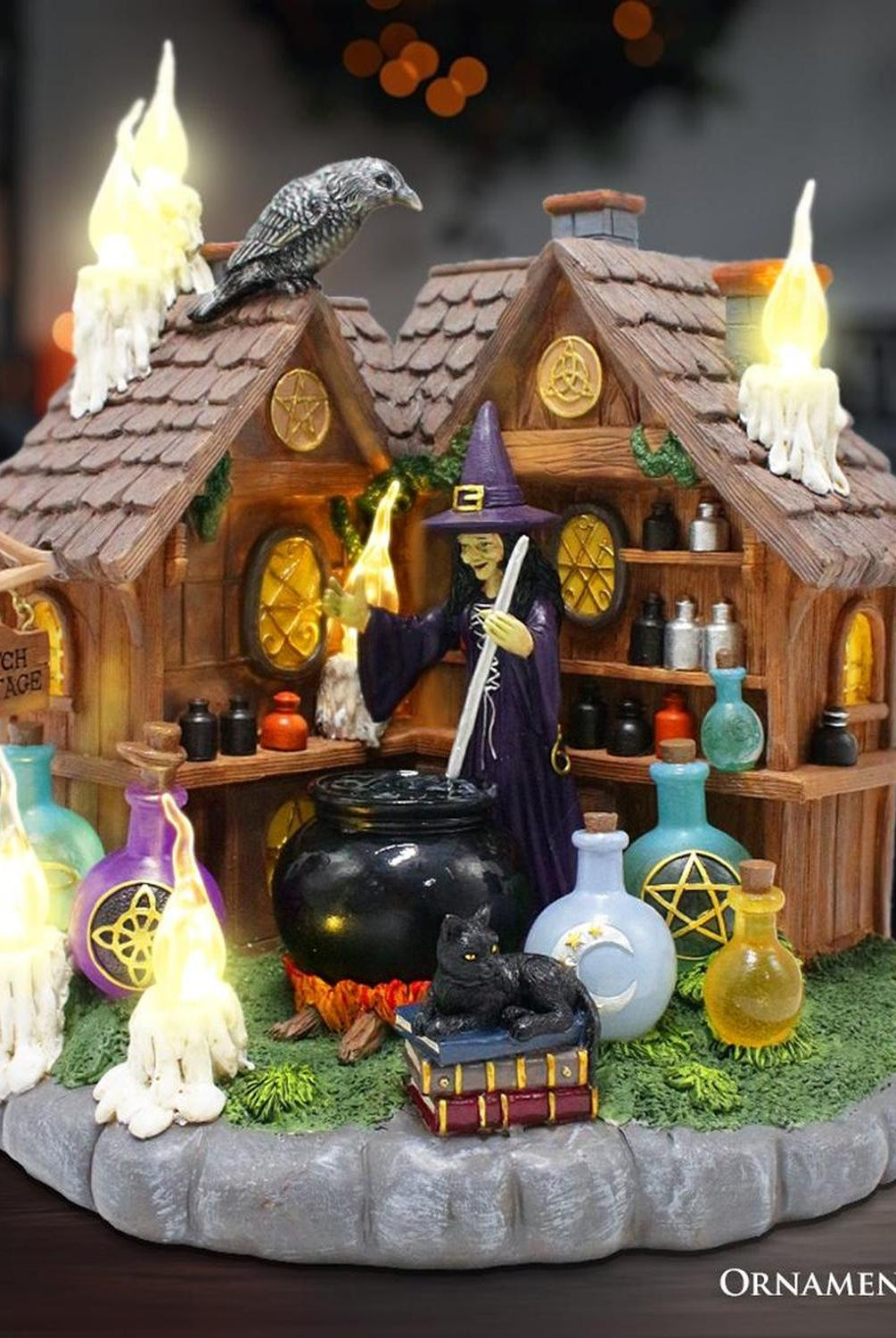 10" LED Halloween Witch Cottage Figurine