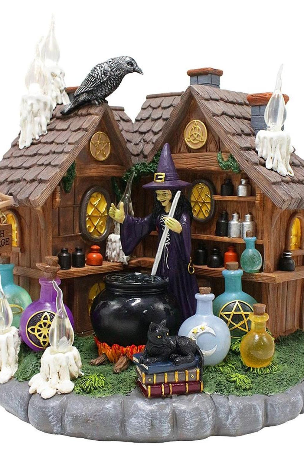 10" LED Halloween Witch Cottage Figurine