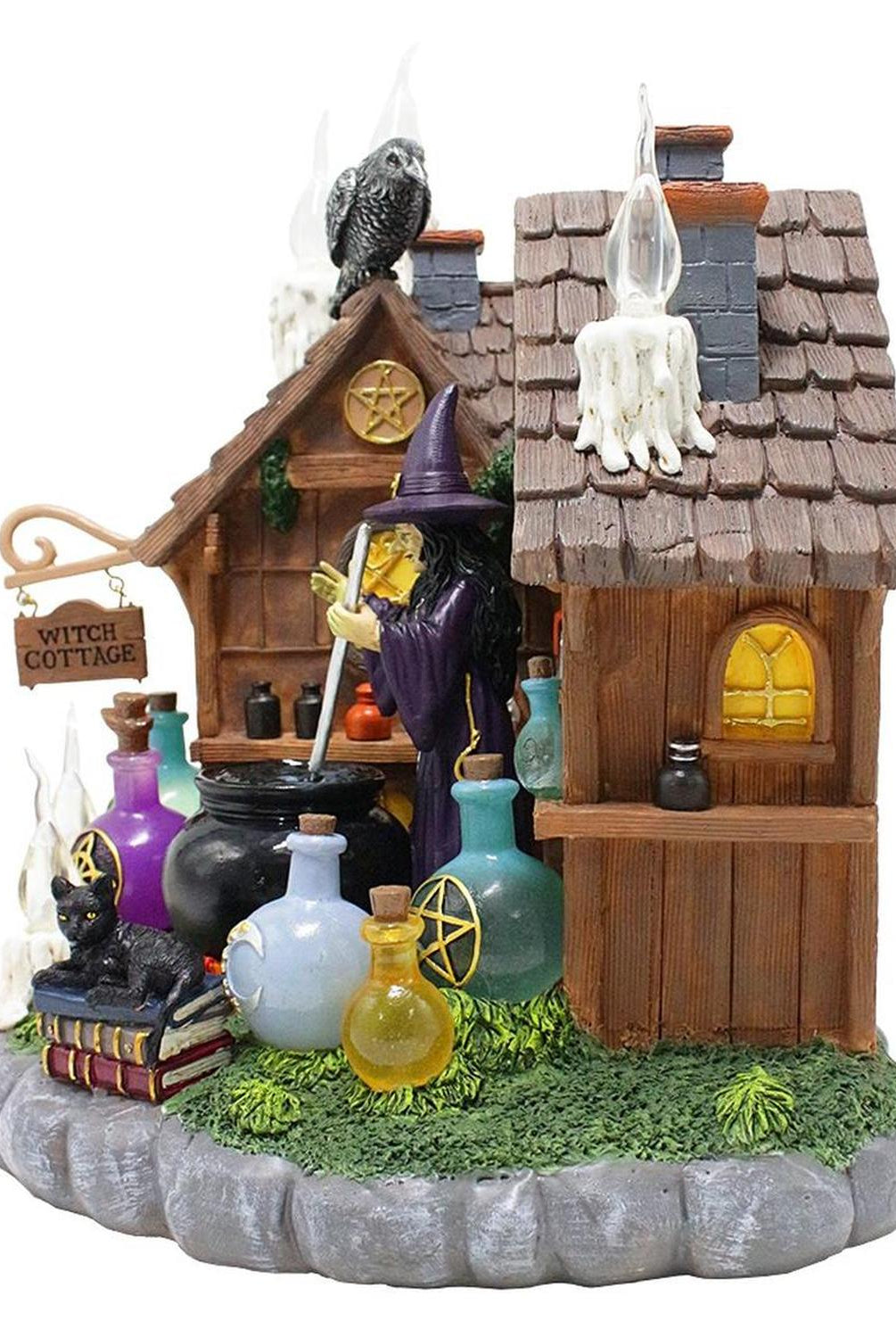 10" LED Halloween Witch Cottage Figurine