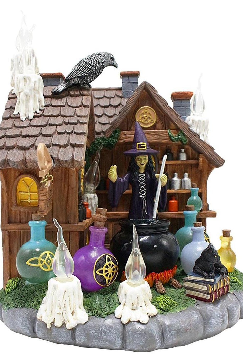 10" LED Halloween Witch Cottage Figurine