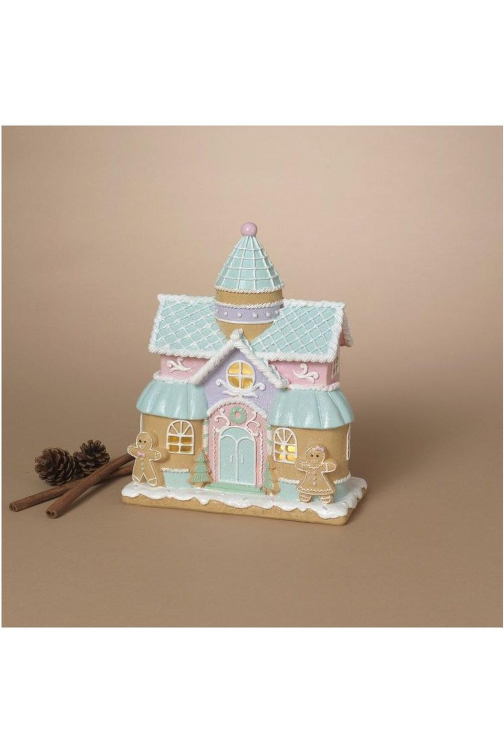 10" Lighted Resin Holiday Pastel Ice Cream House
