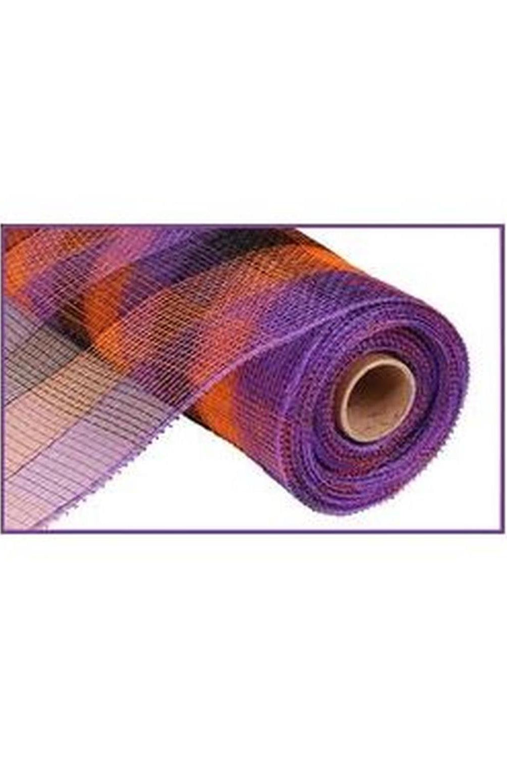 10" Metallic Orange/Black/Purple Plaid Mesh Ribbon