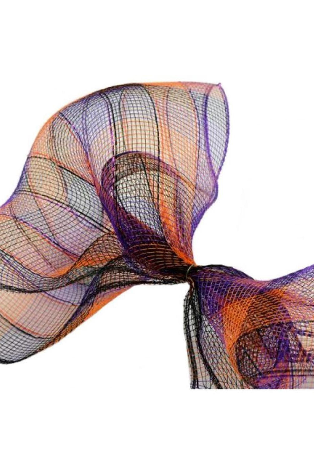 10" Metallic Orange/Black/Purple Plaid Mesh Ribbon