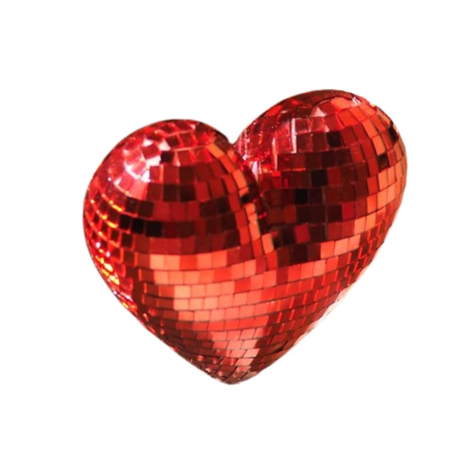 10" Mirror Disco Heart: Red