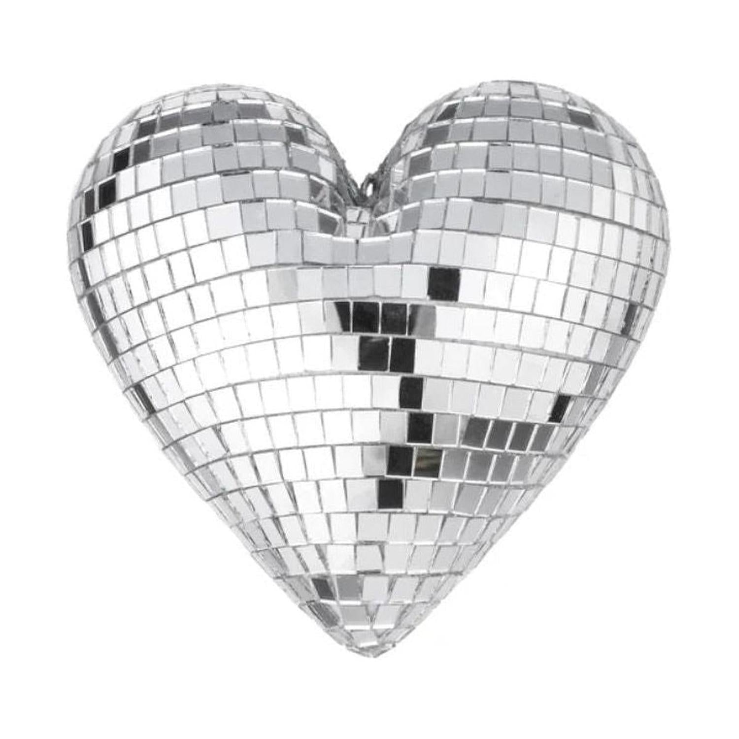 10" Mirror Disco Heart: Silver