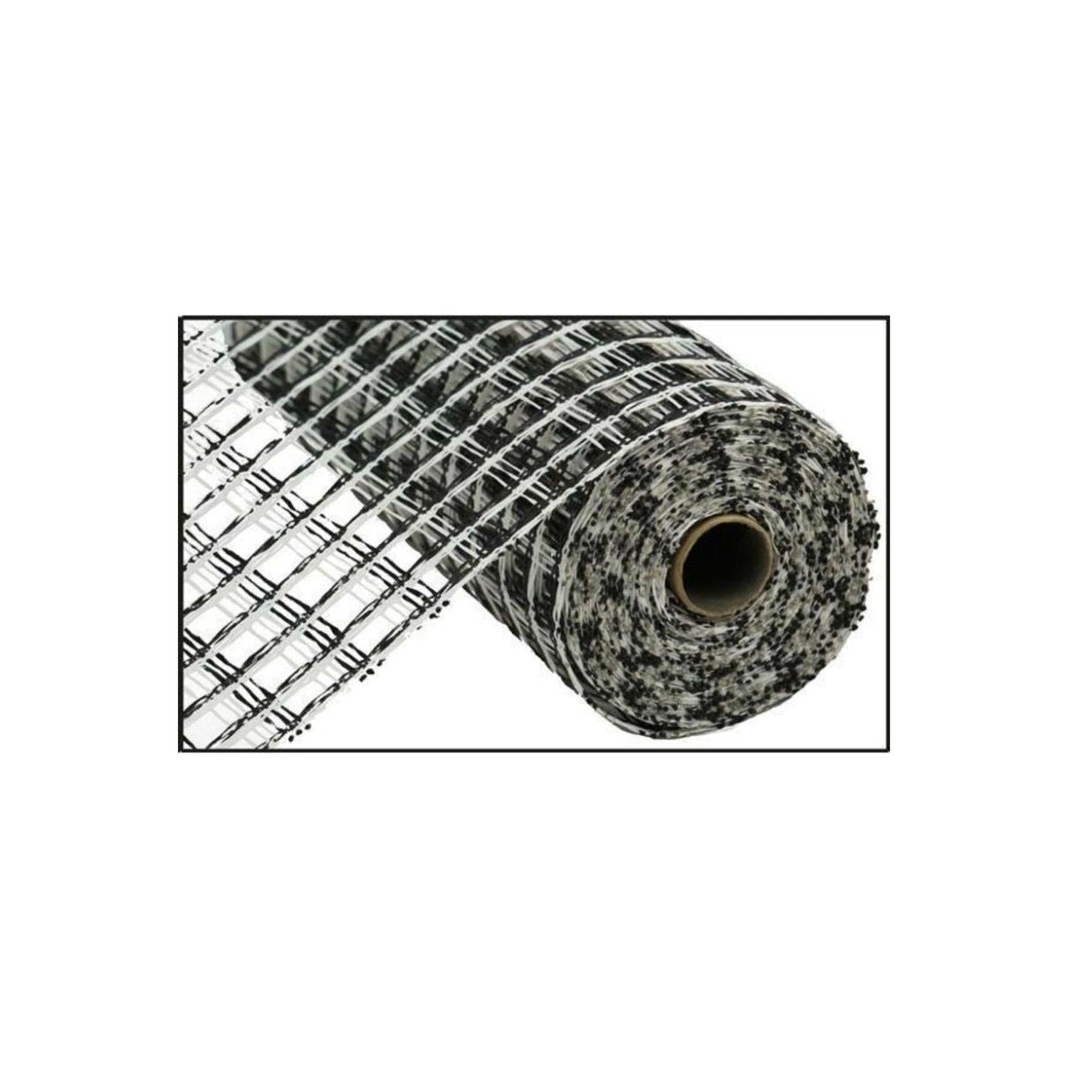 10" Poly Burlap Check Mesh Ribbon: Black & White