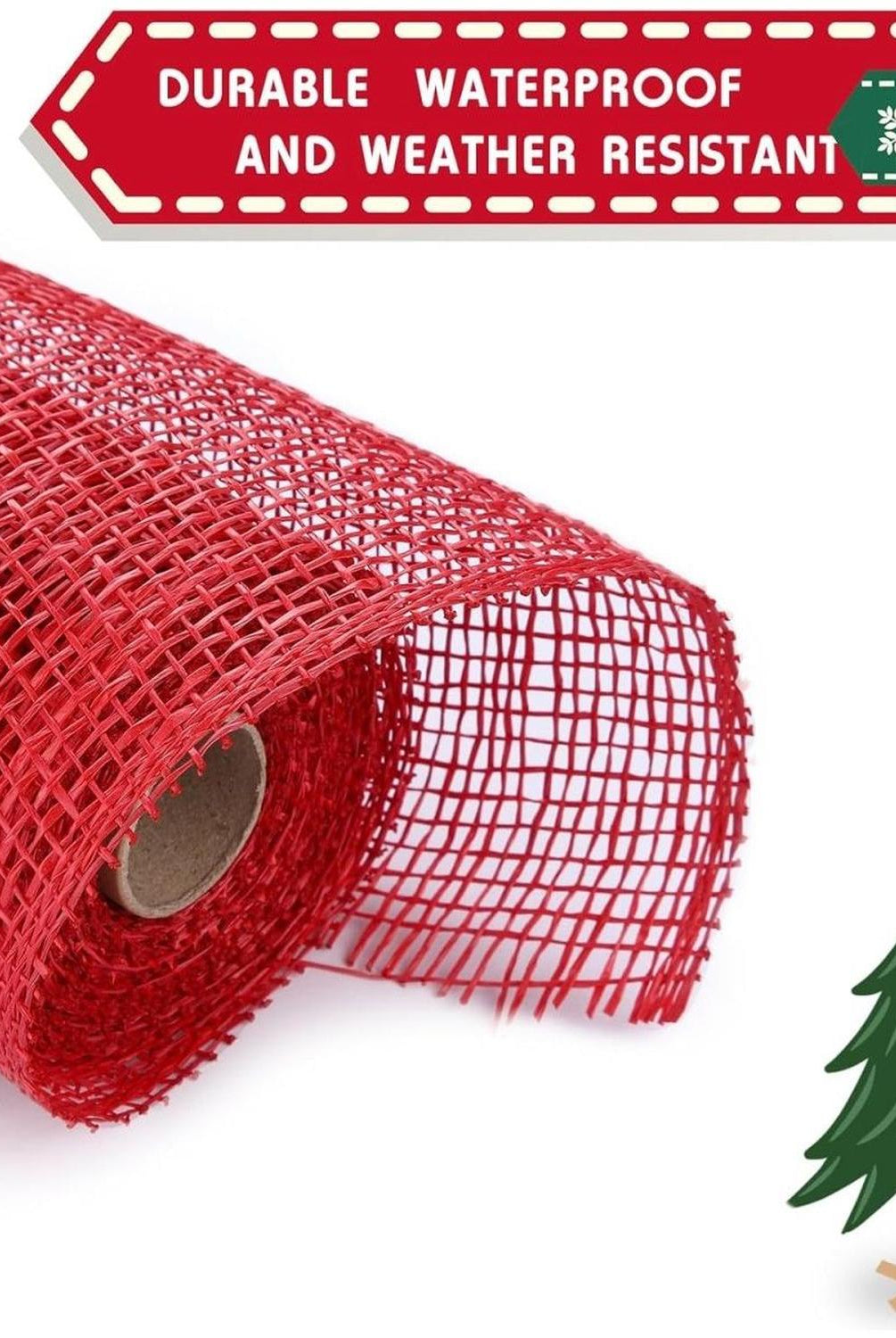 10" Poly Burlap Mesh Ribbon: Red