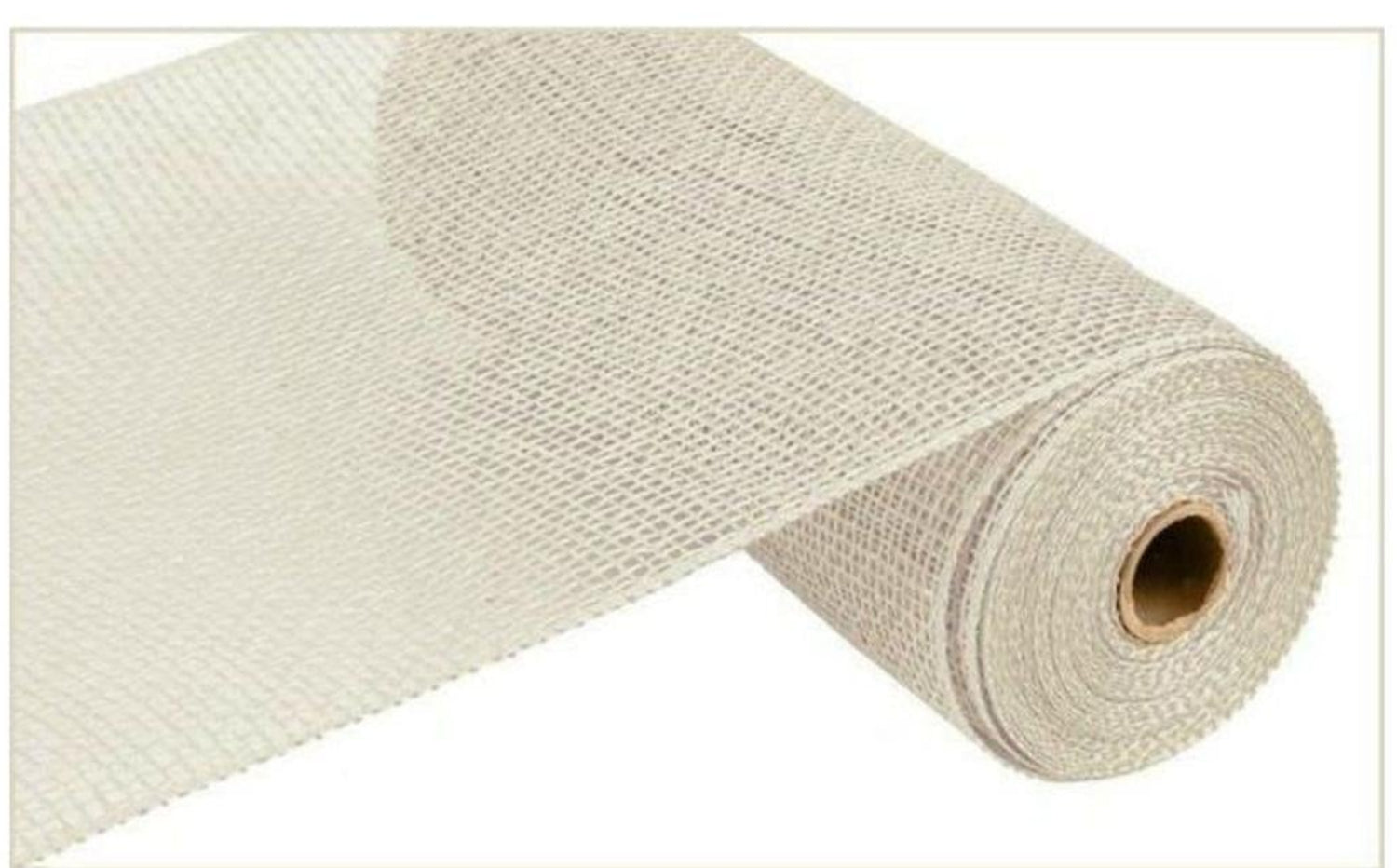 10" Poly Burlap Mesh ribbon: Cream