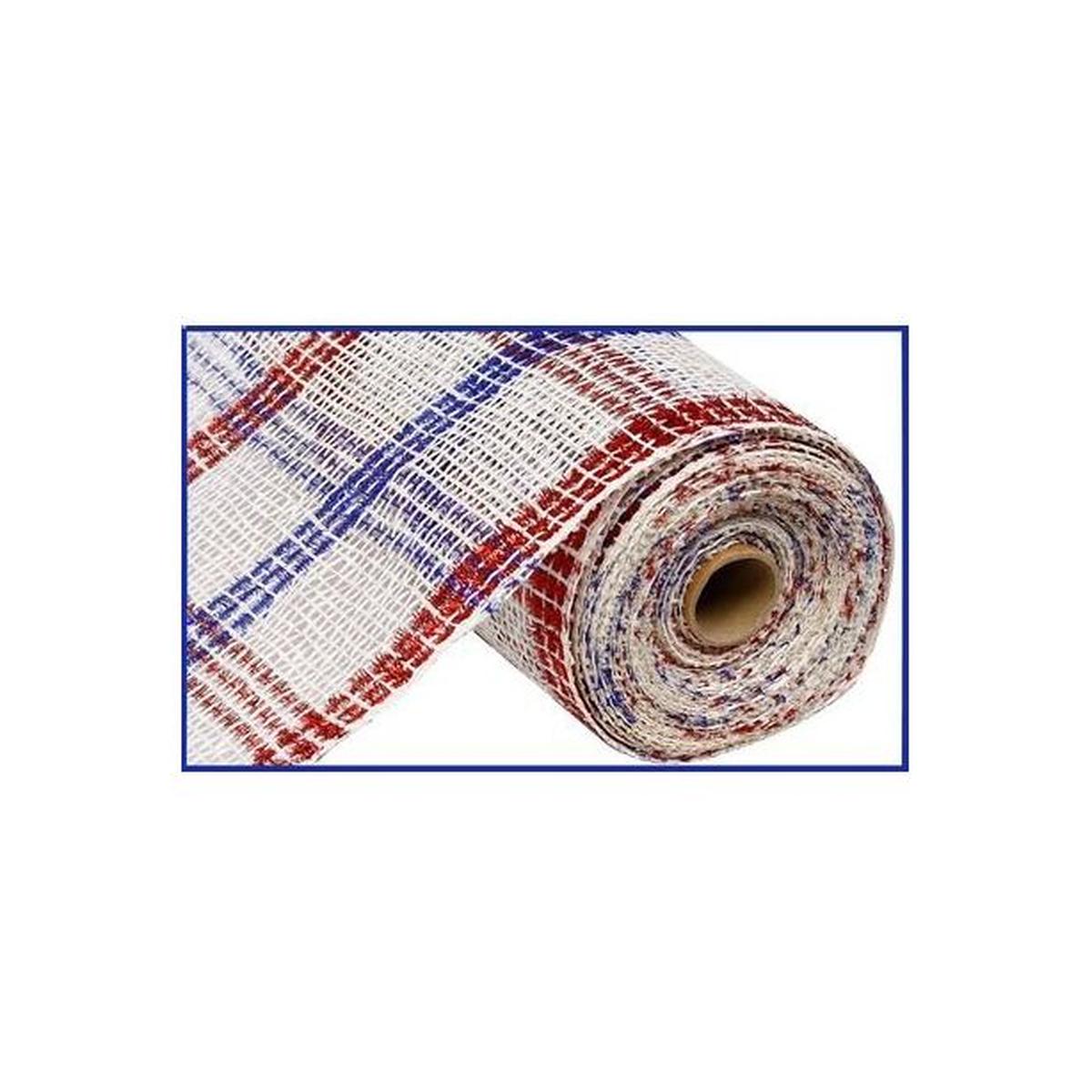 Shop For 10" Poly Burlap Mesh Ribbon: Patriotic Tinsel Check at Michelle's aDOORable Creations