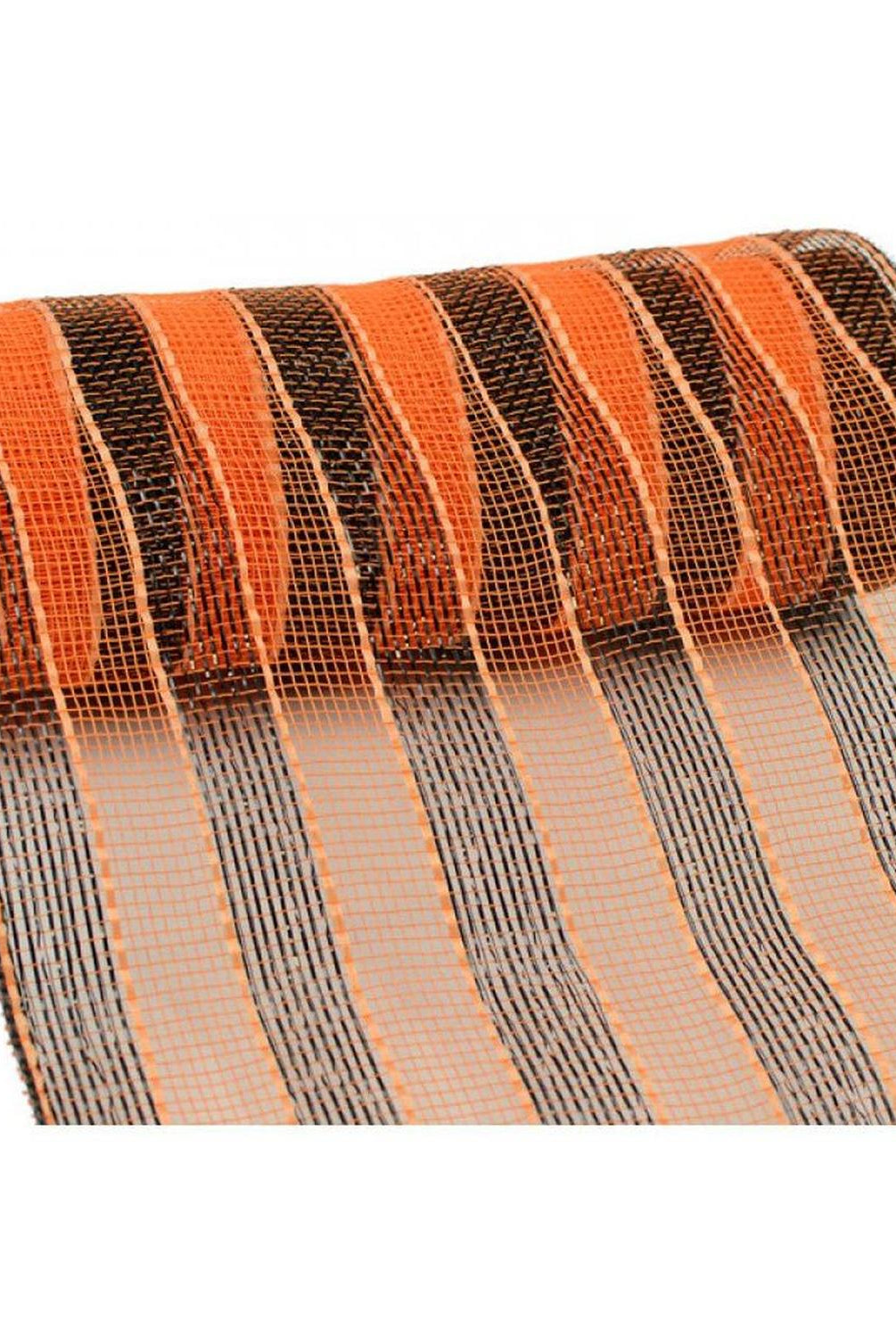 10" Poly Deco Mesh Ribbon: Orange and Black Stripes