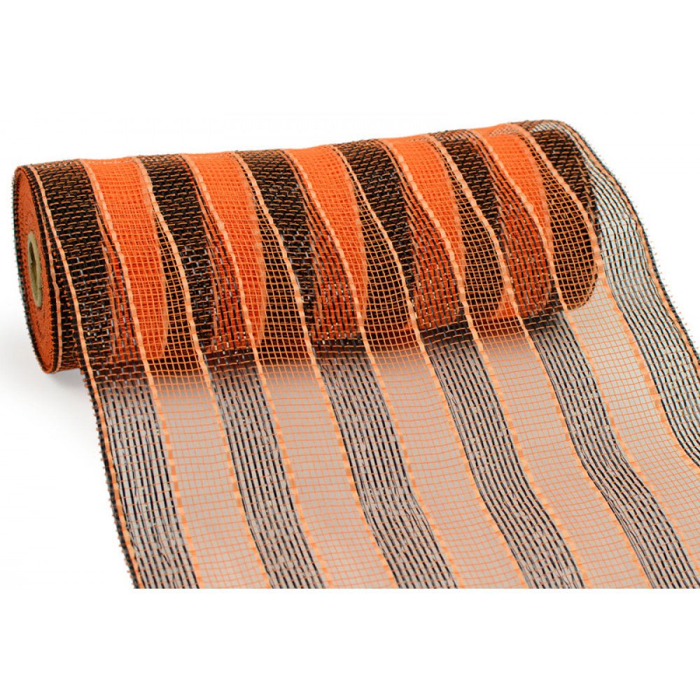 Shop For 10" Poly Deco Mesh Ribbon: Orange and Black Stripes at Michelle's aDOORable Creations