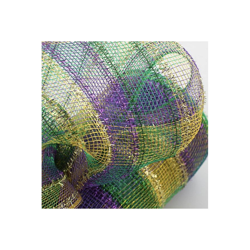 Shop For 10" Poly Deco Tinsel Mesh Ribbon: Mardi Gras Check (10 Yards)