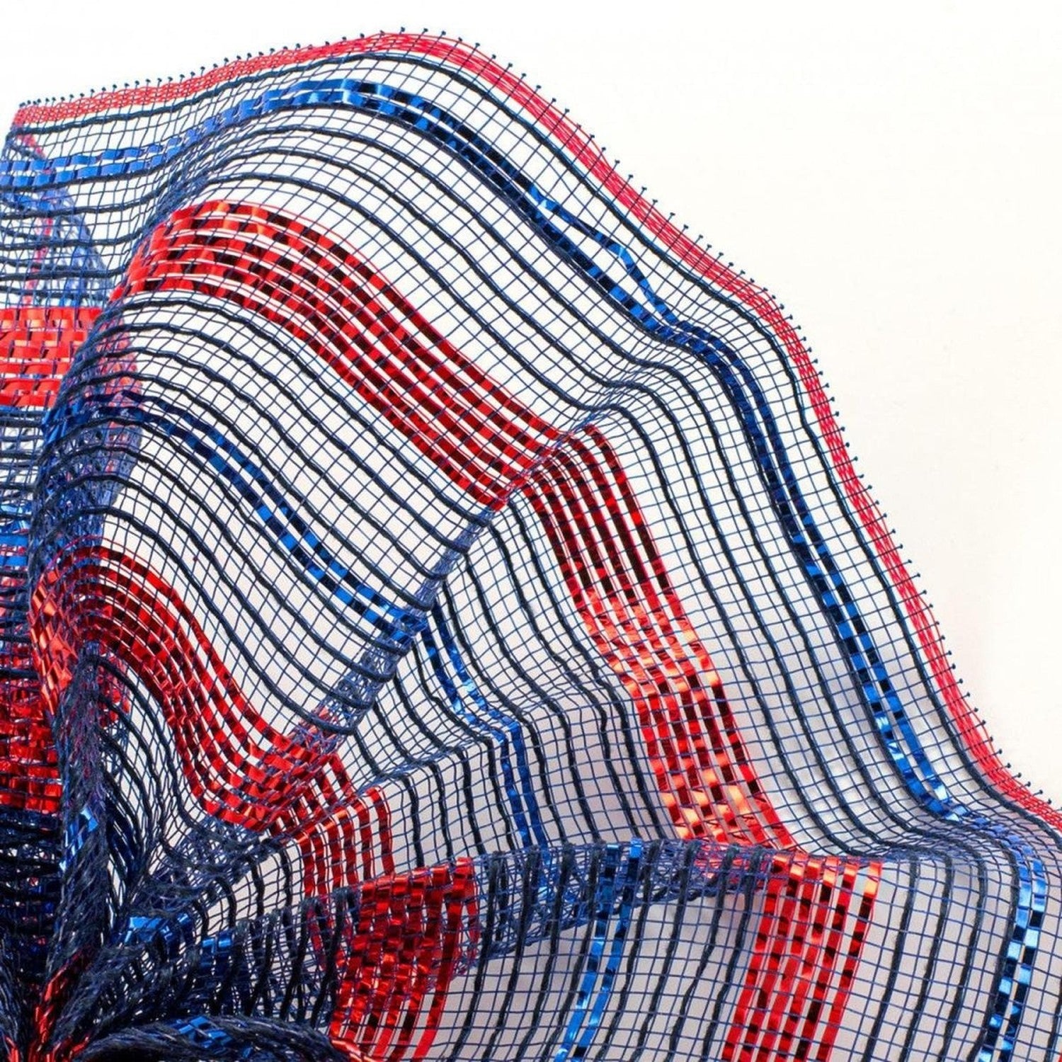 Shop For 10" Poly Faux Jute Metallic Mesh Ribbon: Navy Blue, Royal, Red (10 Yards)