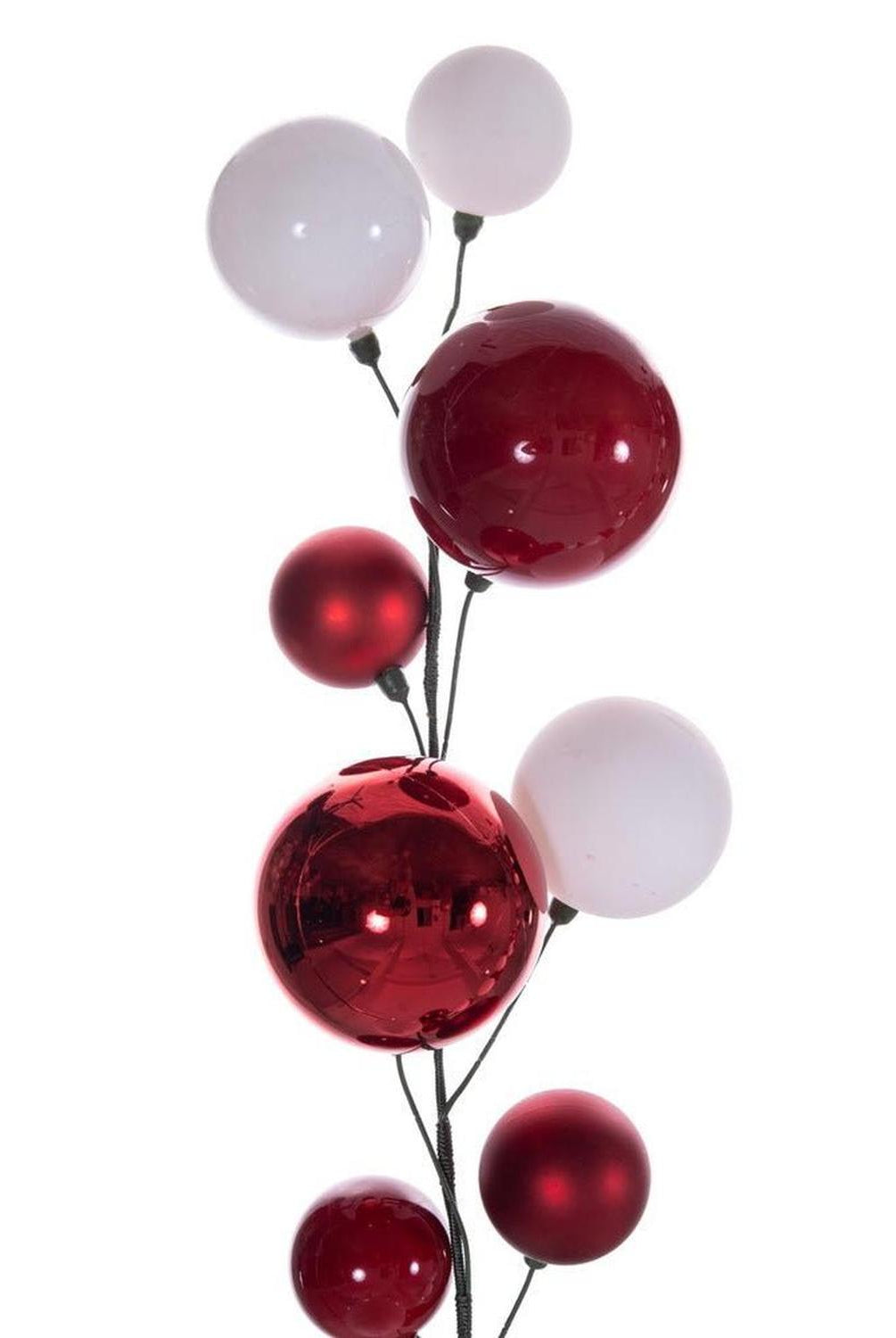 10' Red White Ball Ornament Garland