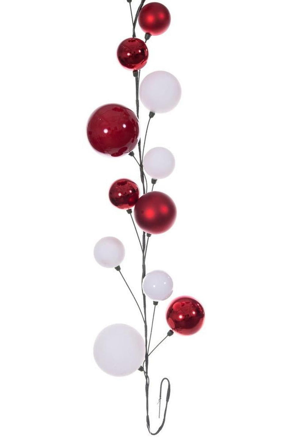 10' Red White Ball Ornament Garland