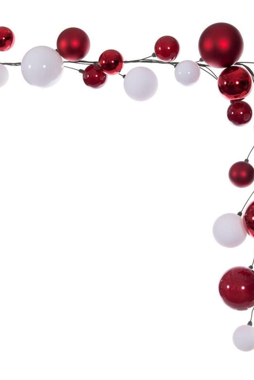 10' Red White Ball Ornament Garland
