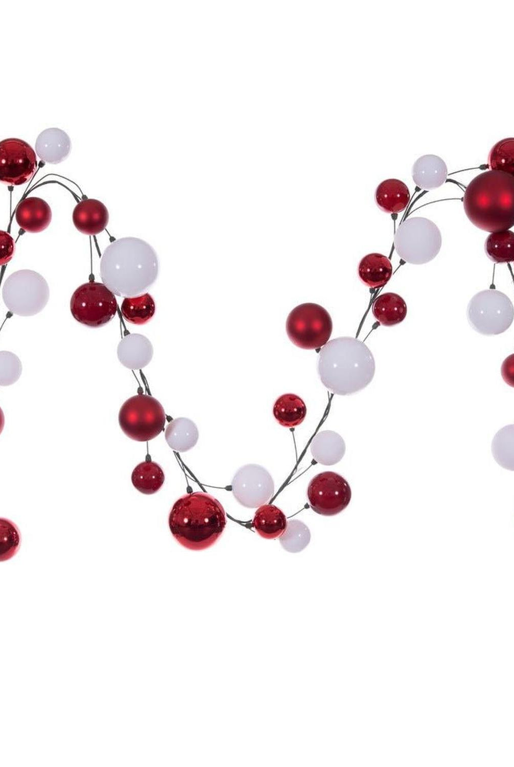 10' Red White Ball Ornament Garland