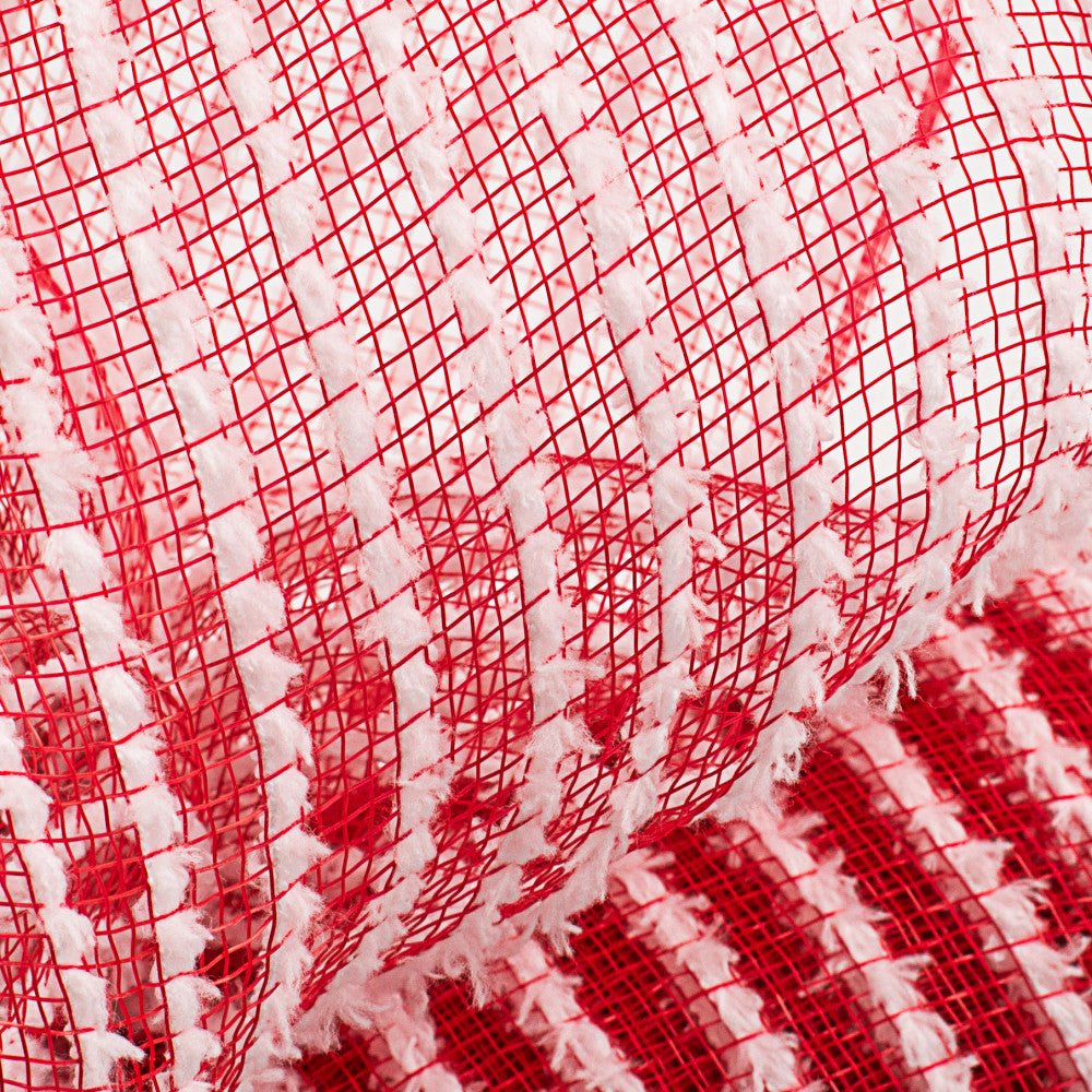 Shop For 10" Snowdrift Deco Mesh Ribbon: Red Foil & White (10 Yards) at Michelle's aDOORable Creations