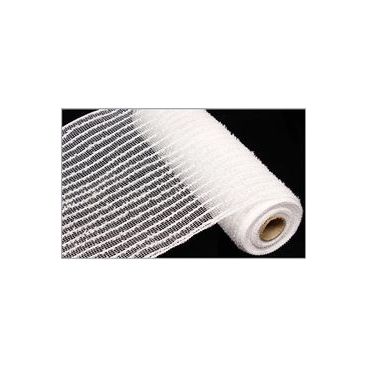Shop For 10" Tinsel Border Stripe Mesh Ribbon: White (10 Yards) at Michelle's aDOORable Creations