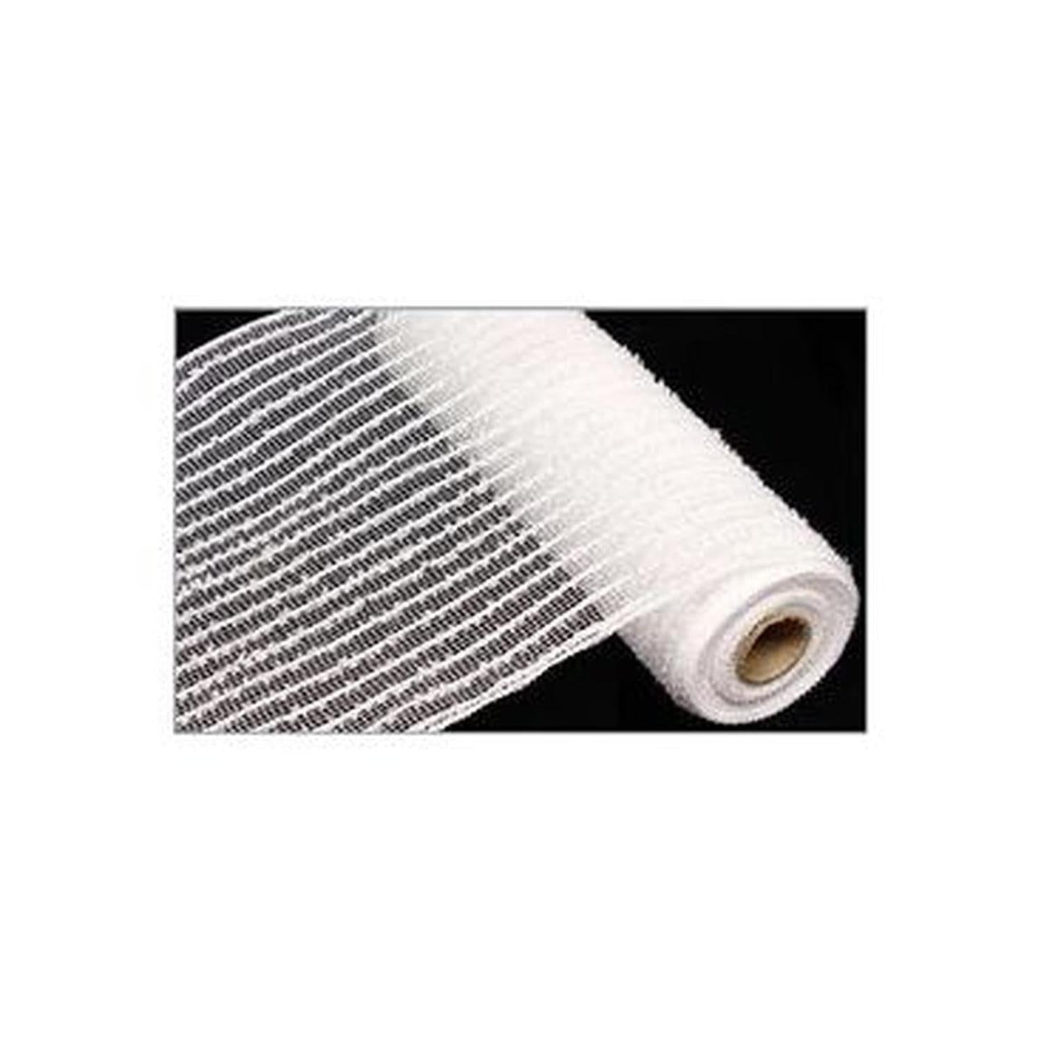 Shop For 10" Tinsel Border Stripe Mesh Ribbon: White (10 Yards) at Michelle's aDOORable Creations
