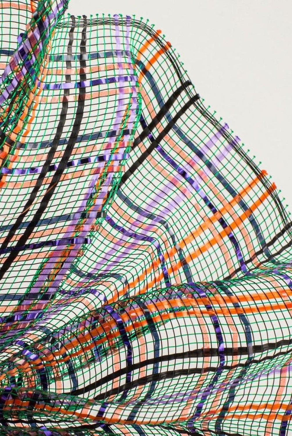 Shop For 10" Vertical Foil Plaid Mesh Ribbon: Black, Orange, Purple, Emerald
