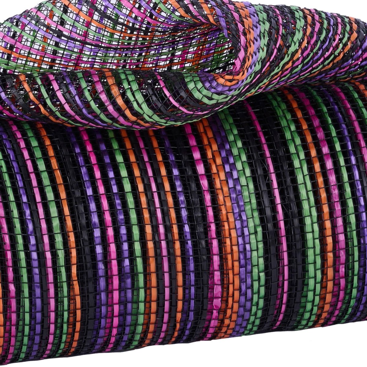 Shop For 10" Vertical Multicolor Stripe Mesh: Black/Orange/Purple (10 Yards)