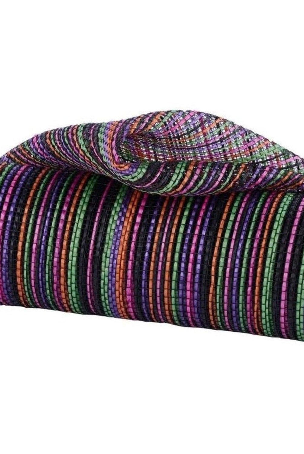 10" Vertical Multicolor Stripe Mesh: Black/Orange/Purple (10 Yards)
