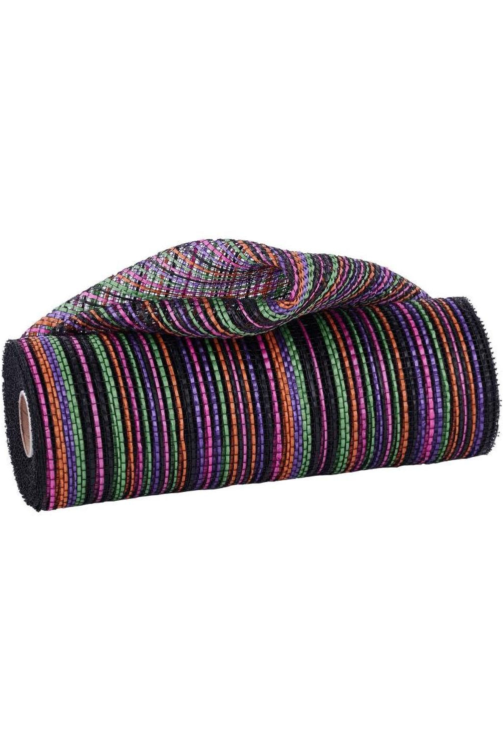 10" Vertical Multicolor Stripe Mesh: Black/Orange/Purple (10 Yards)