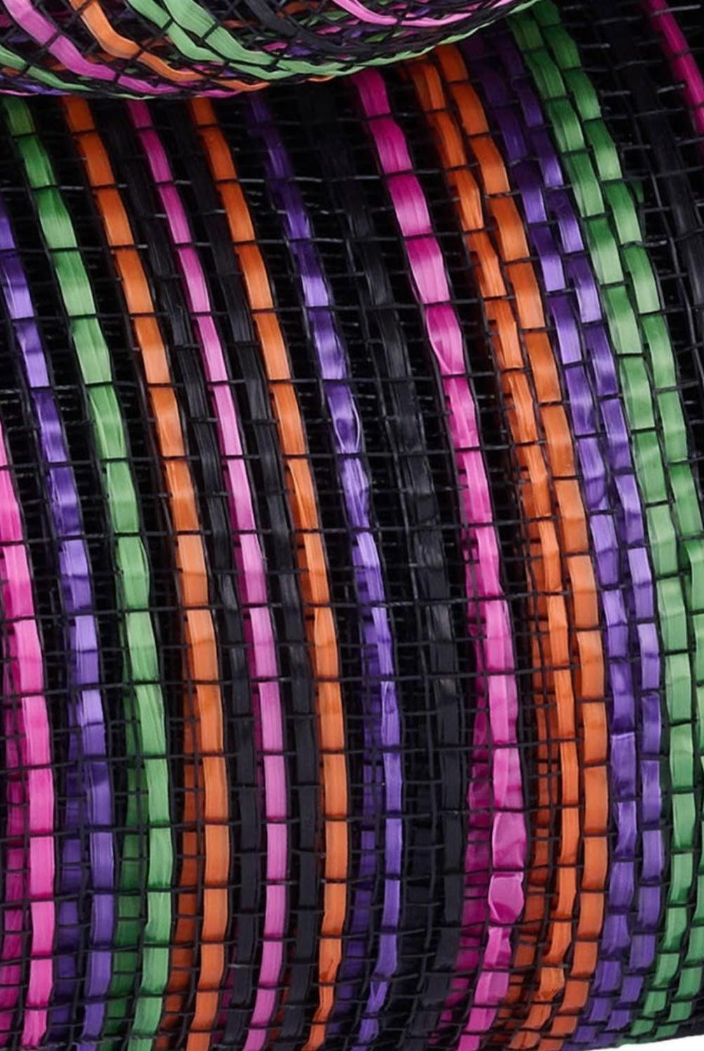 10" Vertical Multicolor Stripe Mesh: Black/Orange/Purple (10 Yards)