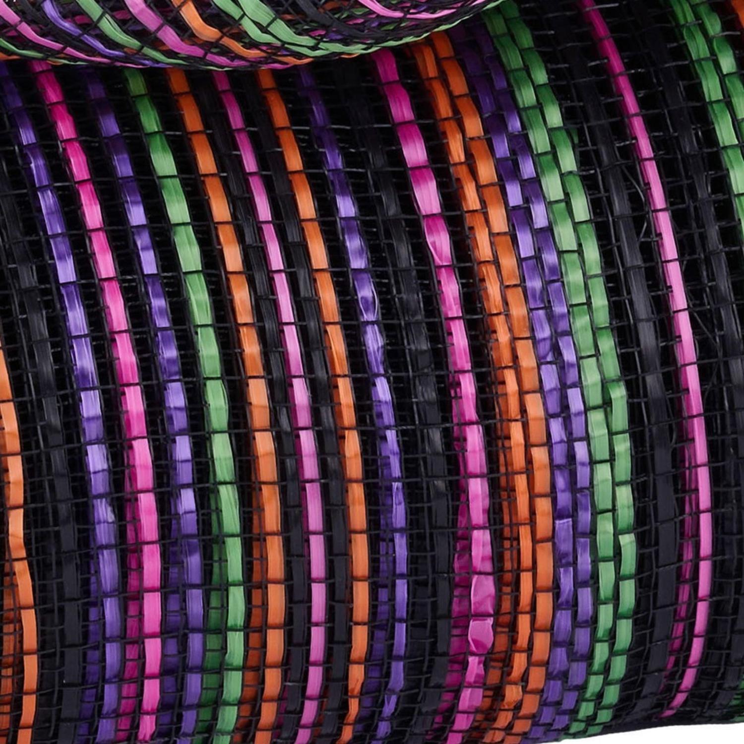 10" Vertical Multicolor Stripe Mesh: Black/Orange/Purple (10 Yards)