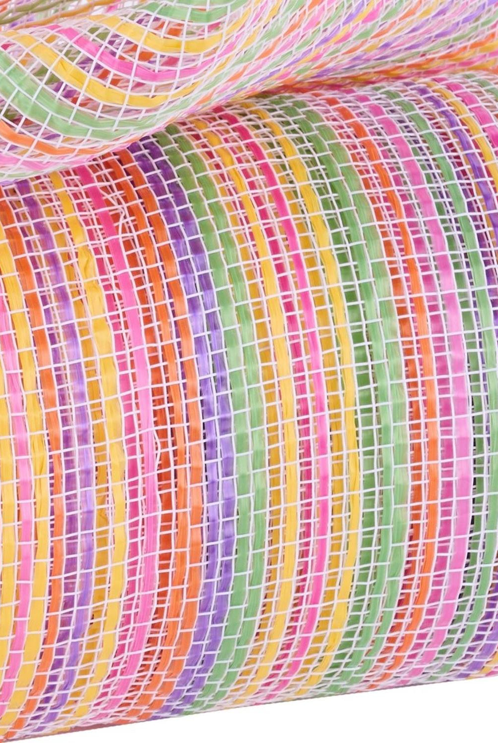 10" Vertical Multicolor Stripe Mesh: Pink/Yellow/Purple