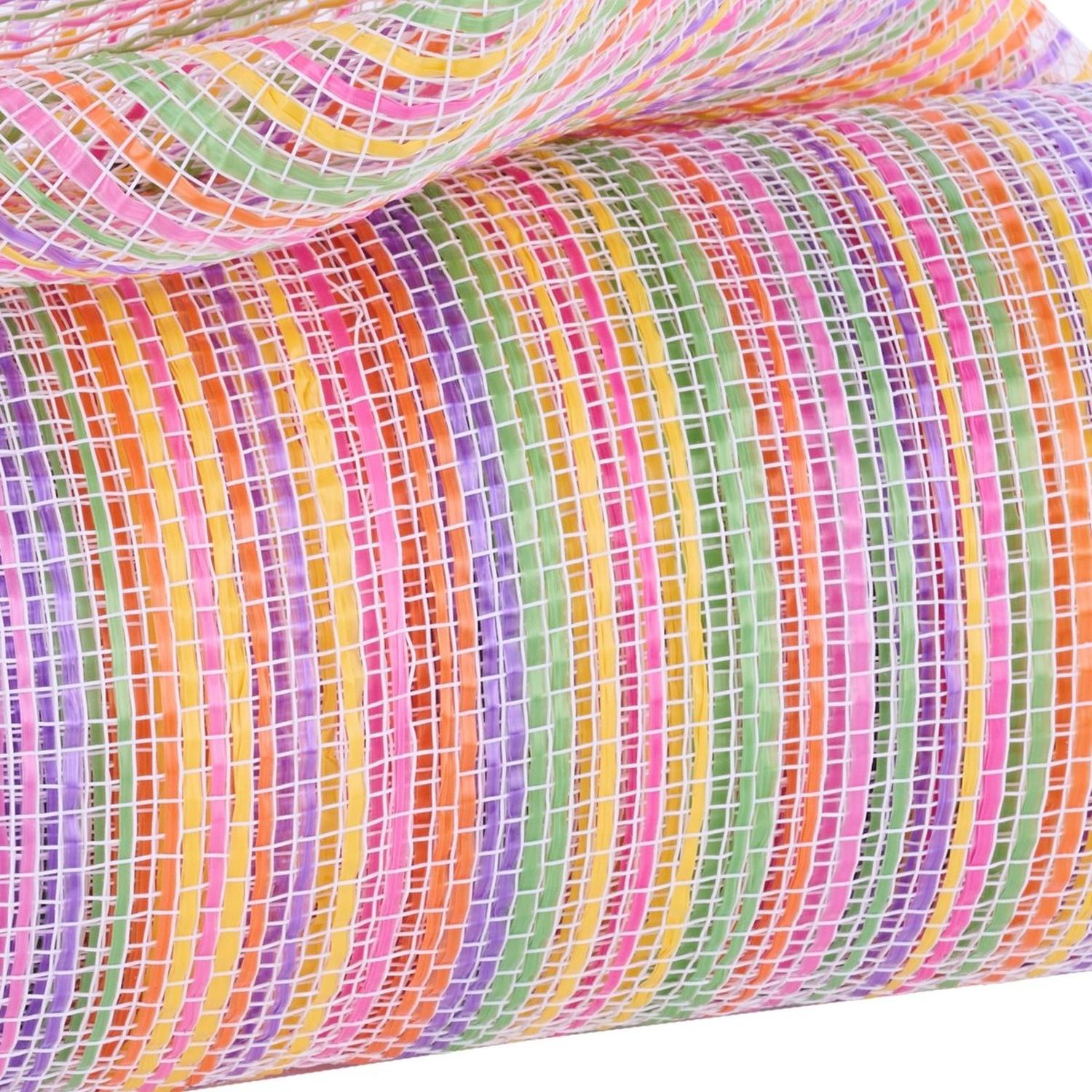 10" Vertical Multicolor Stripe Mesh: Pink/Yellow/Purple
