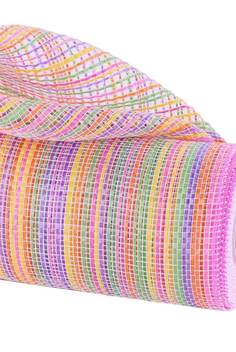 Shop For 10" Vertical Multicolor Stripe Mesh: Pink/Yellow/Purple