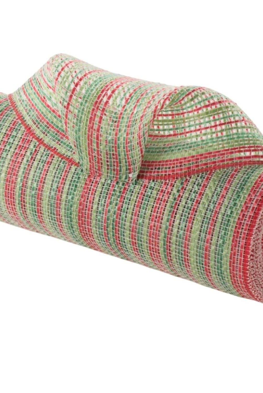 10" Vertical Multicolor Stripe Mesh: Red/Lime/Emerald/White