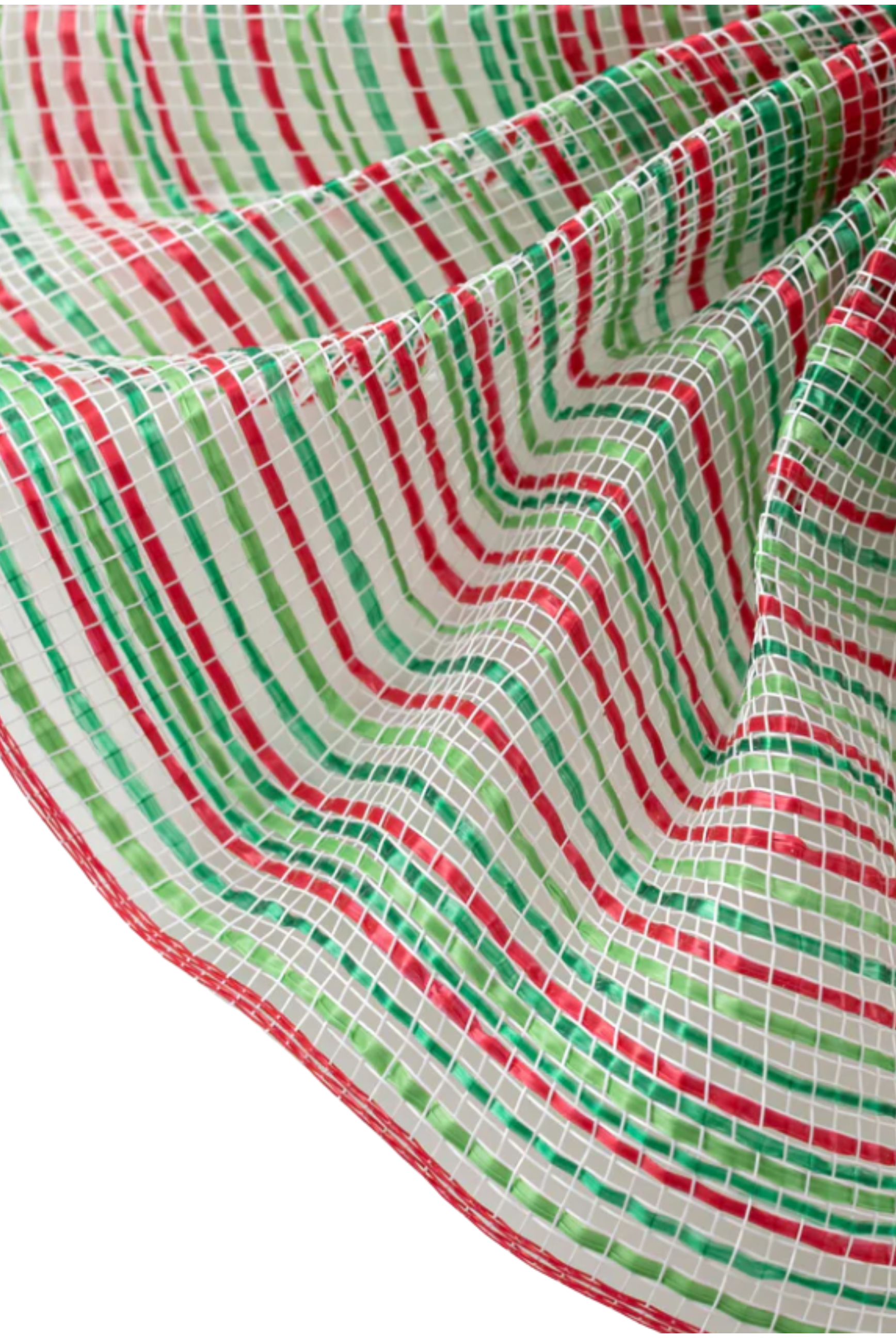 Shop For 10" Vertical Multicolor Stripe Mesh: Red/Lime/Emerald/White