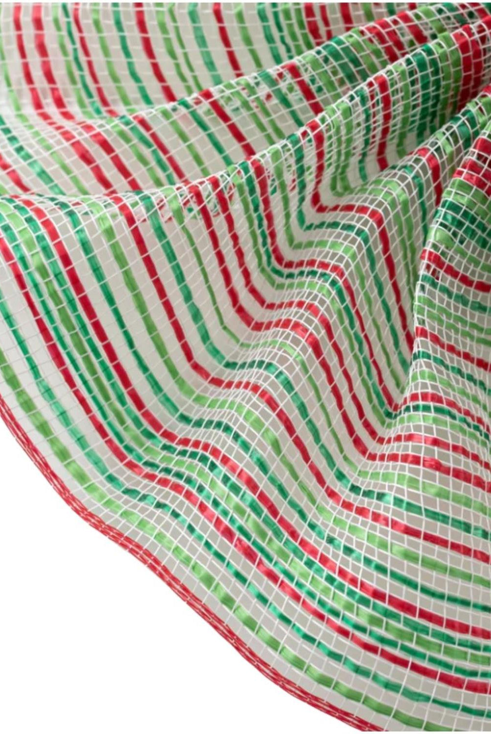 10" Vertical Multicolor Stripe Mesh: Red/Lime/Emerald/White