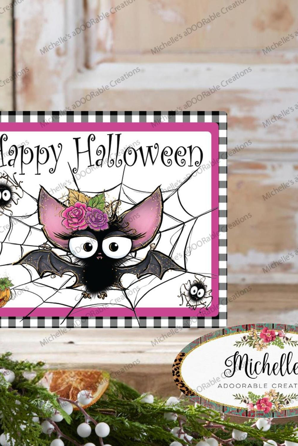 10" Waterproof Happy Halloween Bat Sign