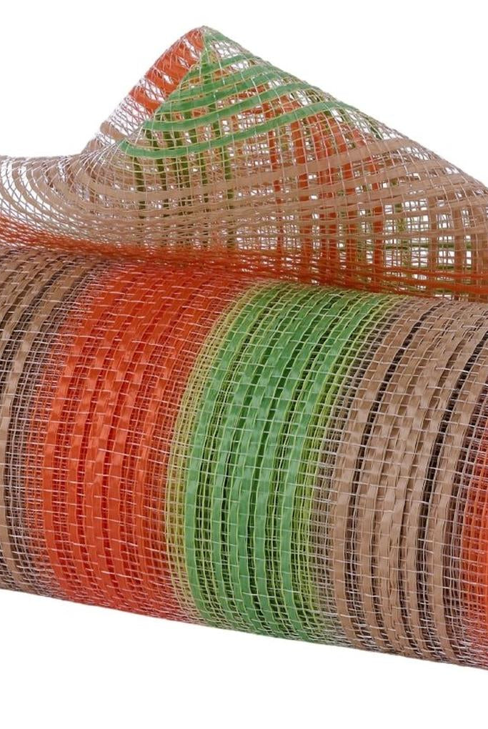 10" Wide Vertical Strip Mesh: Lime, Natural & Orange (10 Yards)