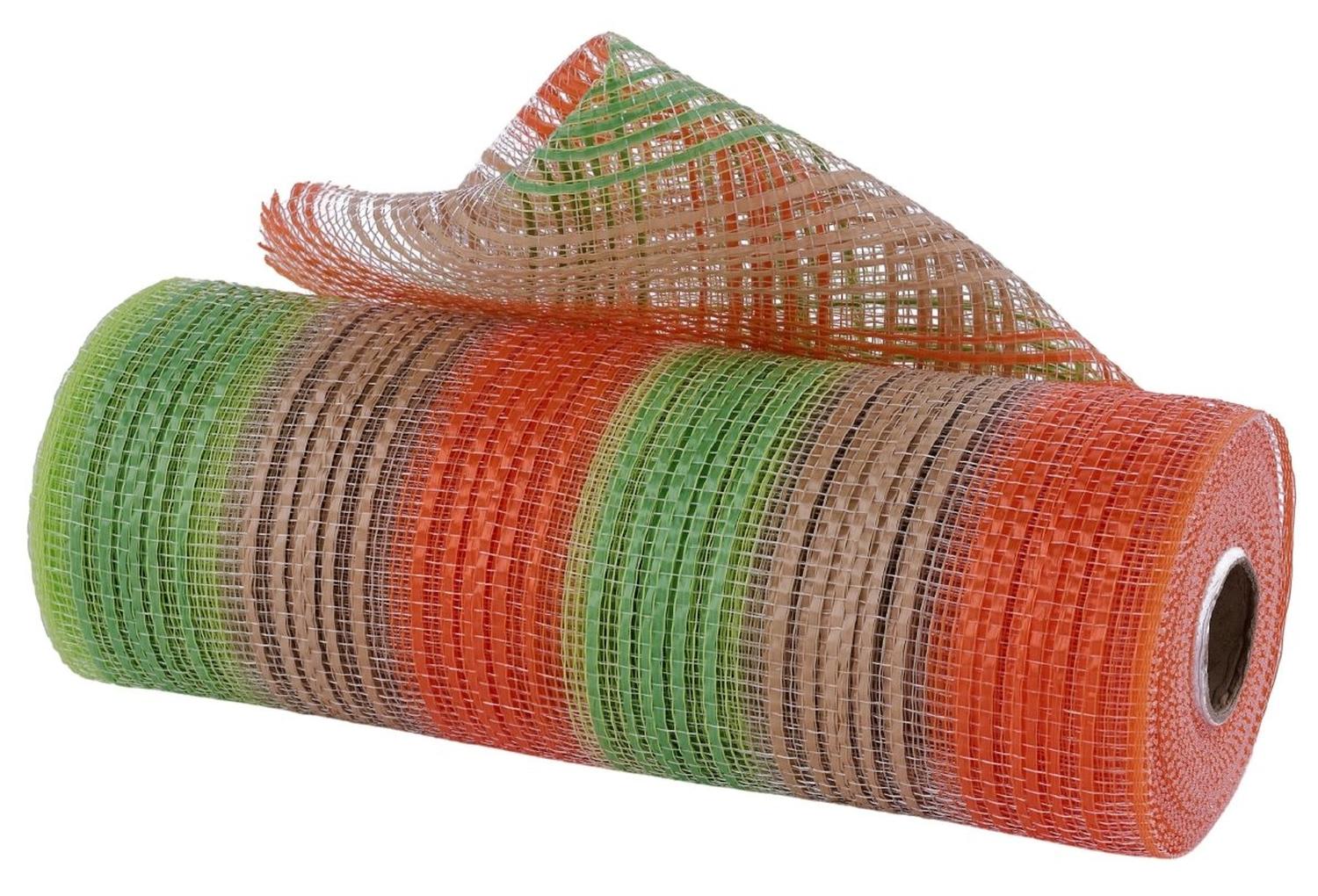 10" Wide Vertical Strip Mesh: Lime, Natural & Orange (10 Yards)
