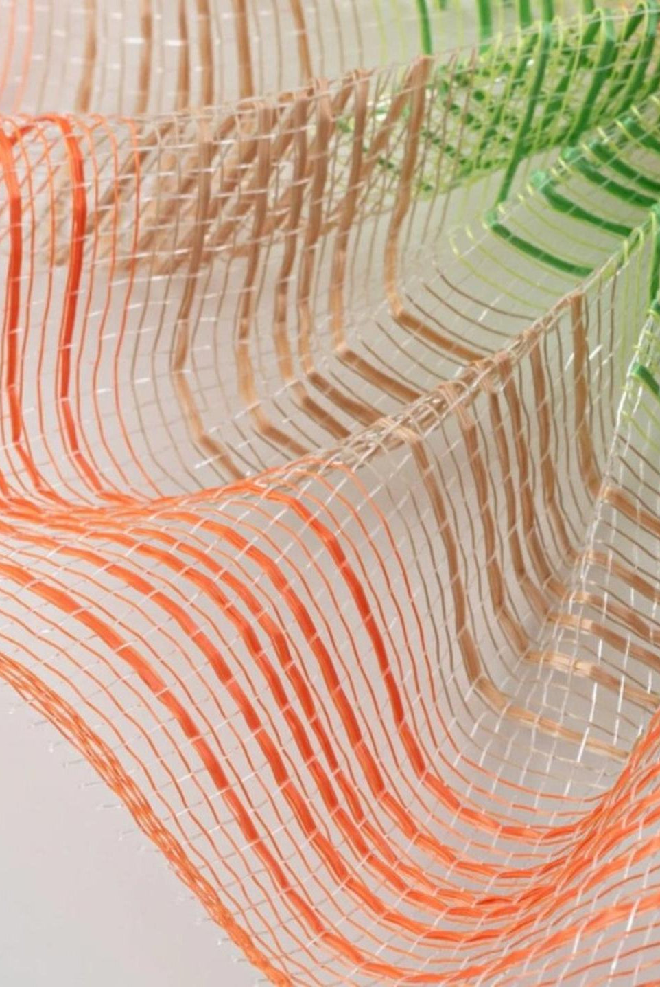 10" Wide Vertical Strip Mesh: Lime, Natural & Orange (10 Yards)