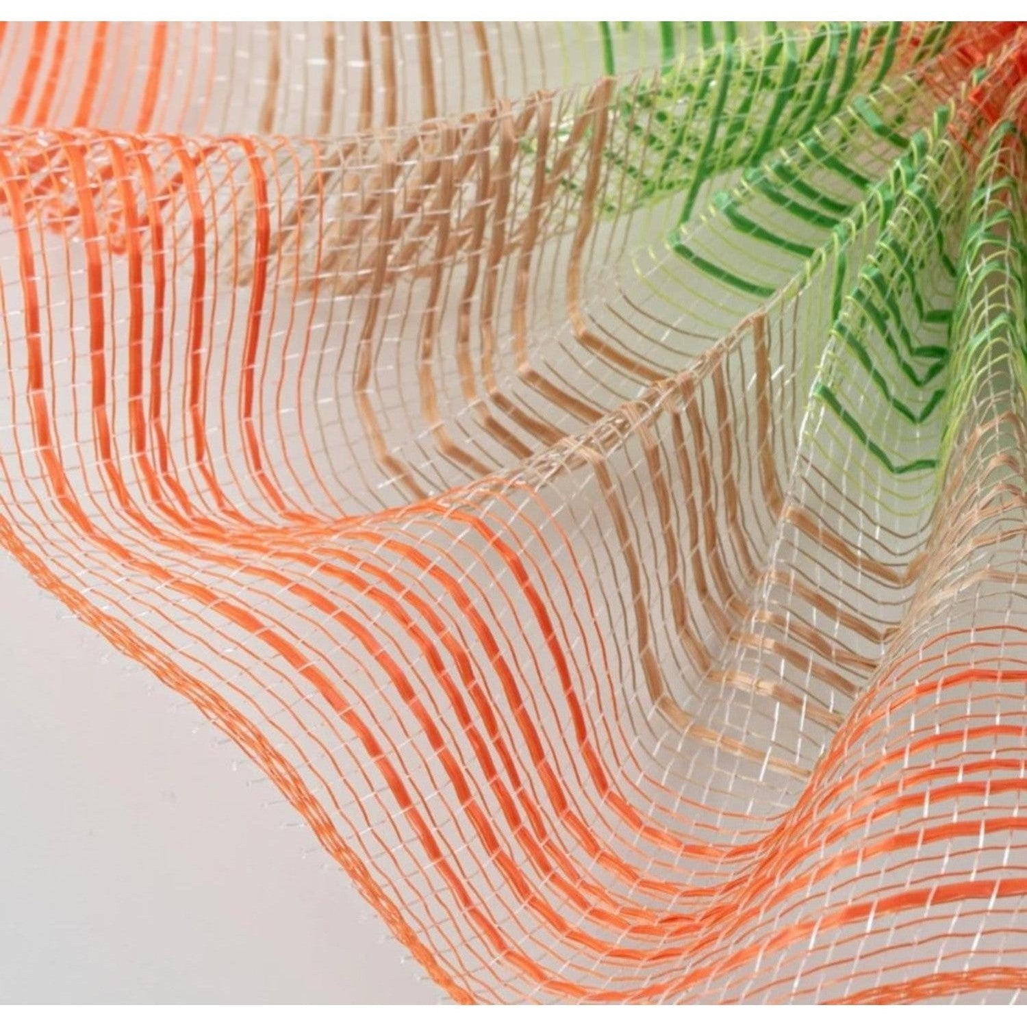 10" Wide Vertical Strip Mesh: Lime, Natural & Orange (10 Yards)