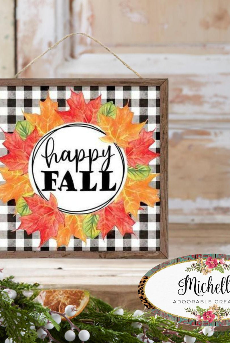 Shop For 10" Wooden Sign: Happy Fall Leaf