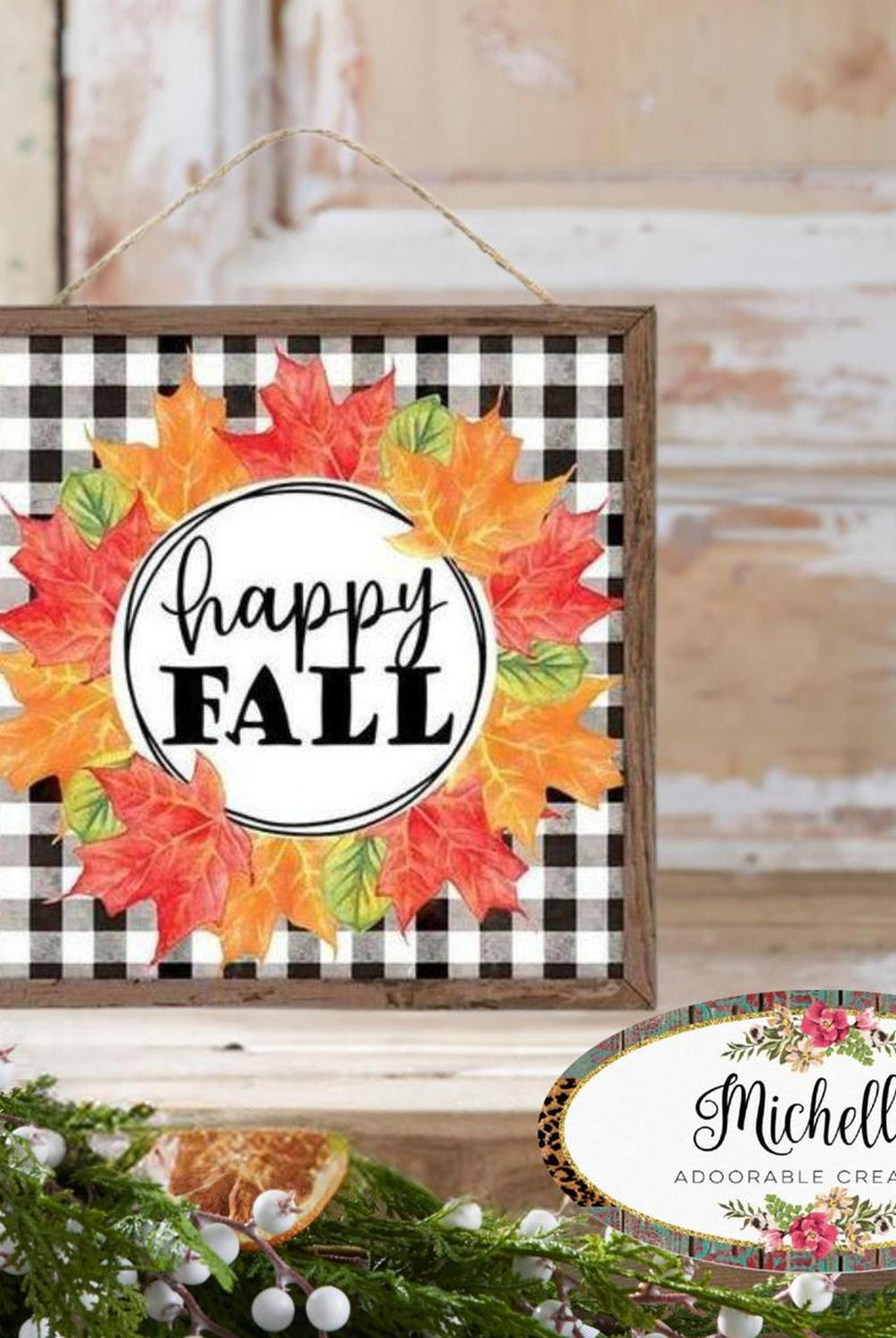 Shop For 10" Wooden Sign: Happy Fall Leaf