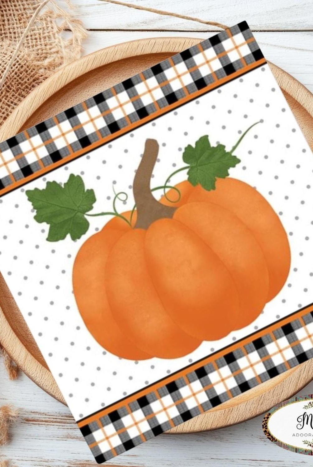 Shop For 10" Wooden Sign: Pumpkin Plaid Border