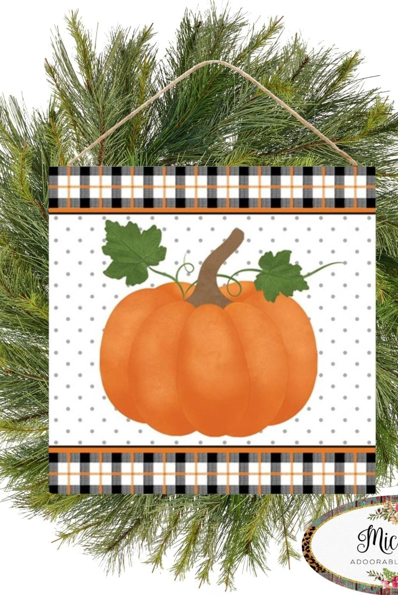 Shop For 10" Wooden Sign: Pumpkin Plaid Border