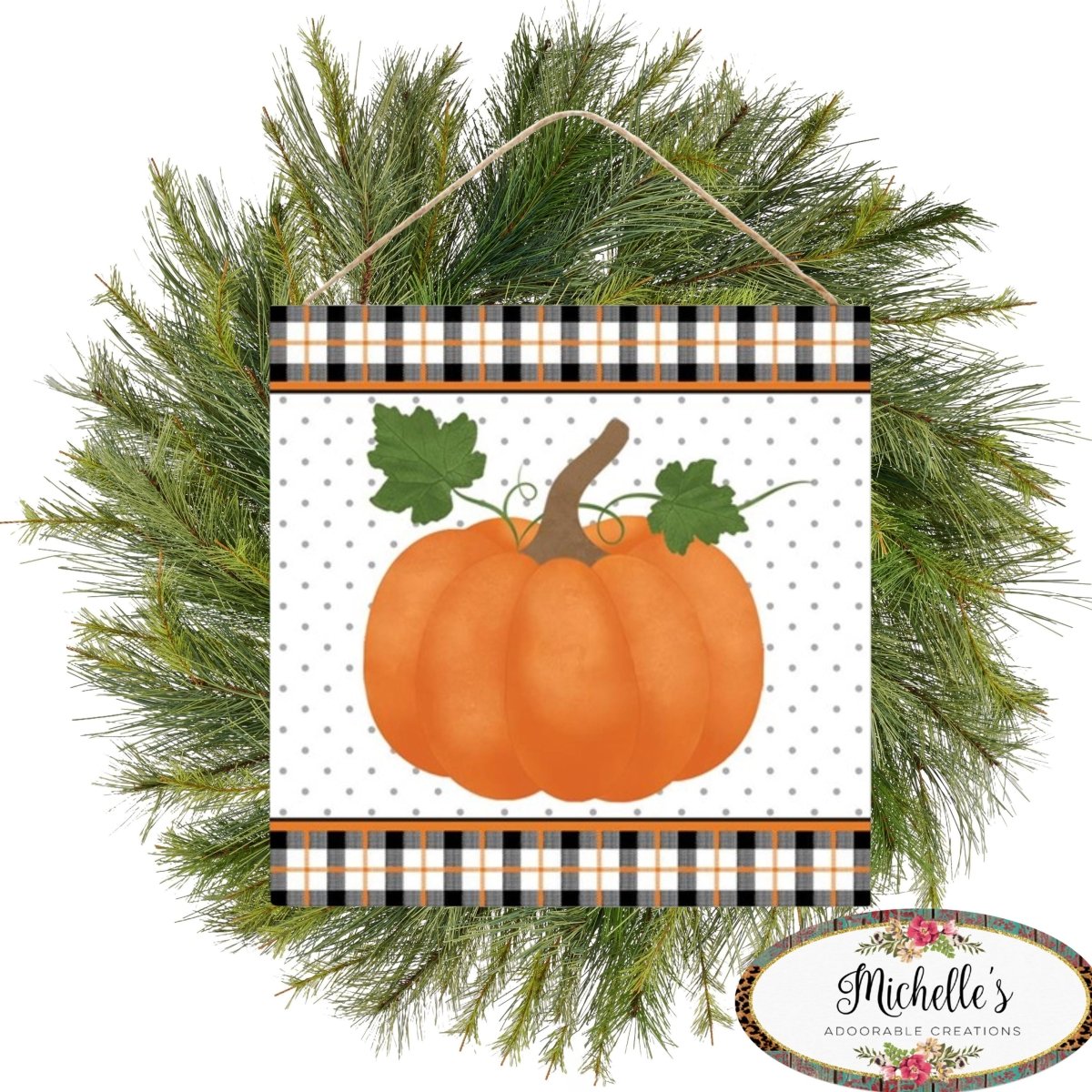 Shop For 10" Wooden Sign: Pumpkin Plaid Border