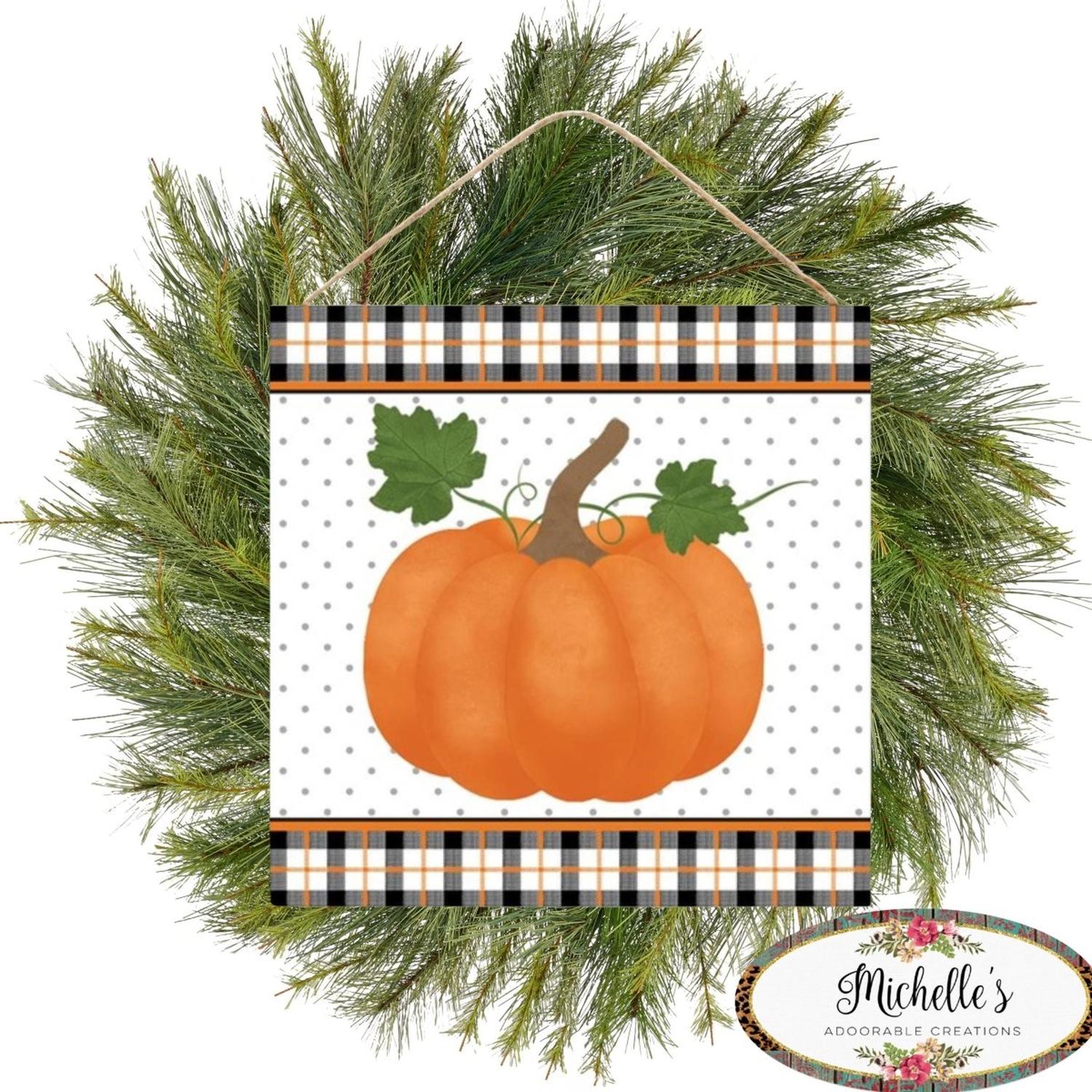 Shop For 10" Wooden Sign: Pumpkin Plaid Border